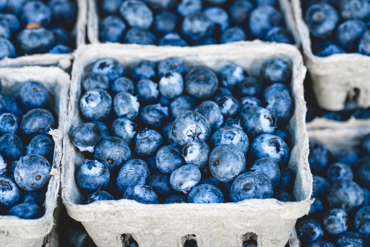 blueberry boxes. blueberries contain anAntioxidant called Pterostilbene