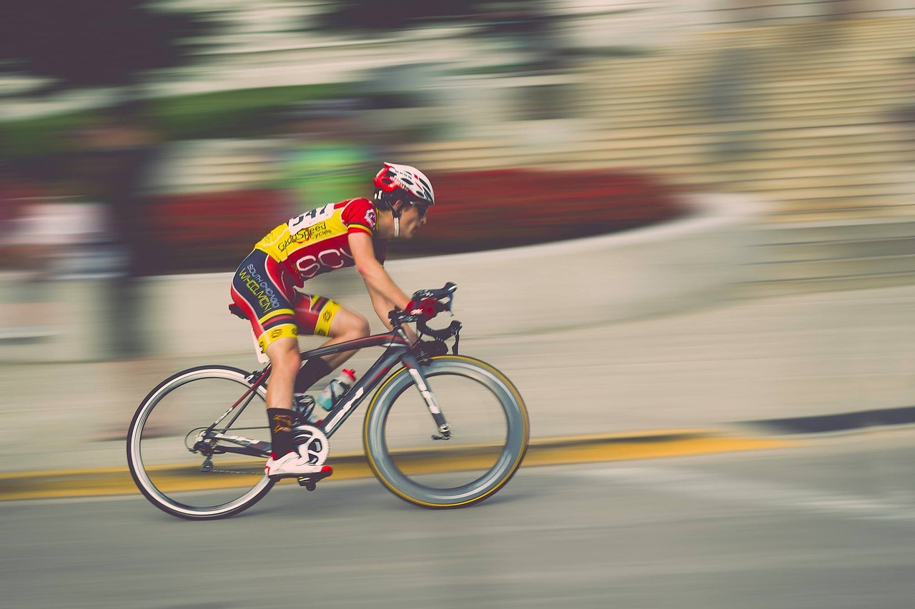 man on bicycle in race